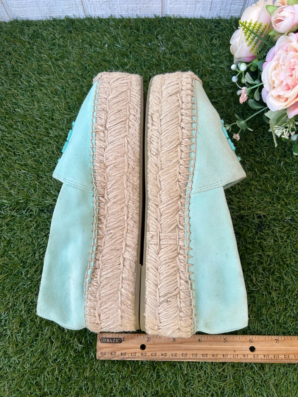 TORY BURCH Everly Platform Espadrille - Sea Bubble Suede size 7 new/no box